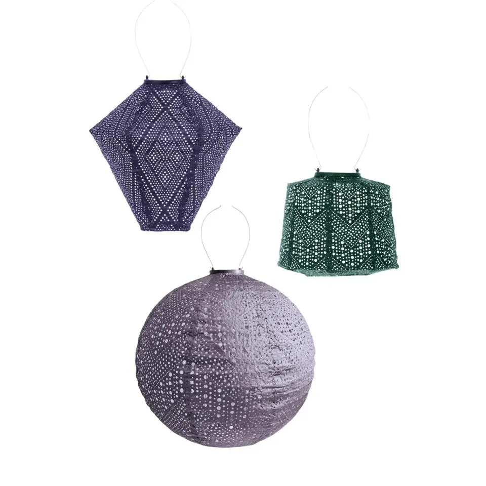 Lumiz Lampionnen op zonne energie - Tuinverlichting - Wenen Set - 3 stuks