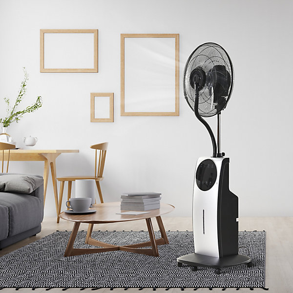 Homcom ventilateur colonne oscillante oscillant et inclinant gris 90 W 3 vitesses