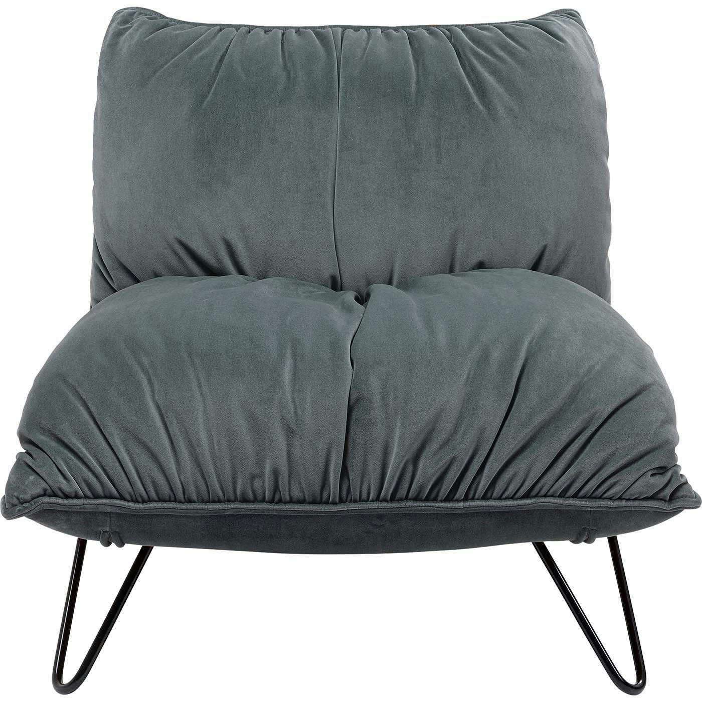 PORT PINO - Fauteuil en velours gris et acier