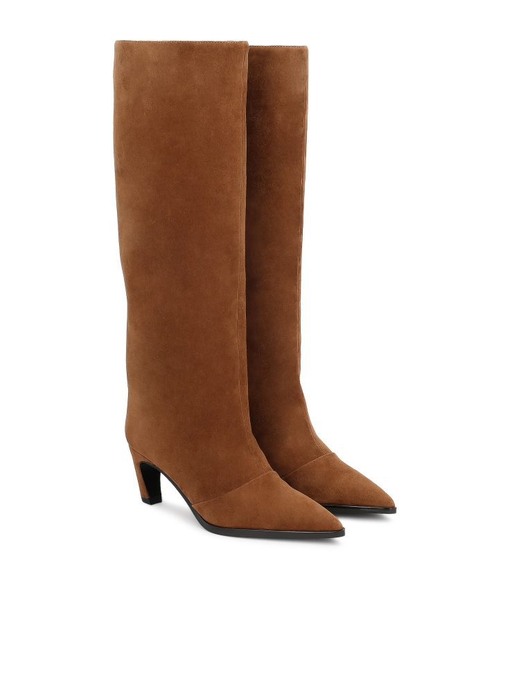 Suede boots with a low heel