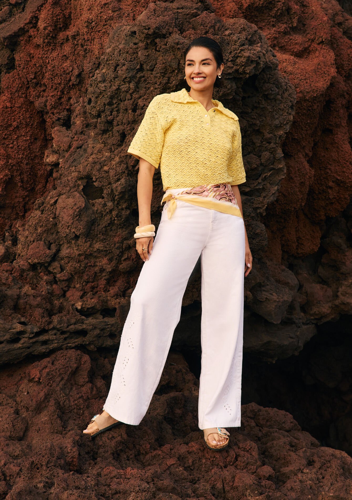 Wijde broek met ajourdetails