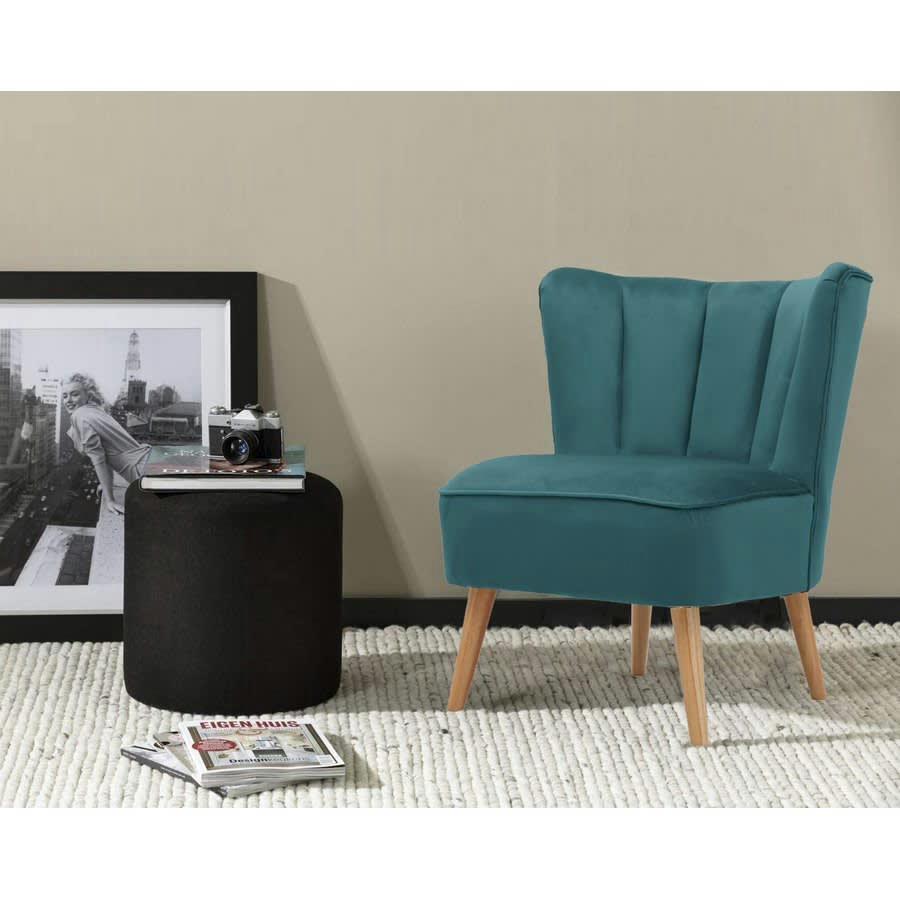 VELVET - Fauteuil design vintage recouvert de tissu