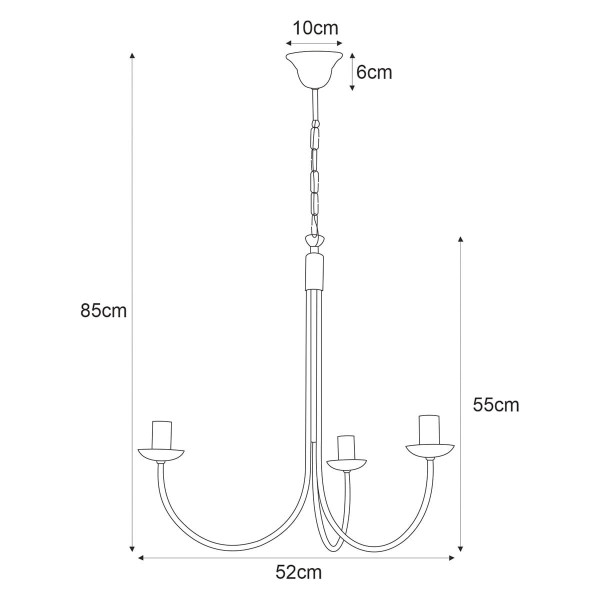 Lampa wisząca czarna HARIS 3xE14x40W wym: 85x52x52 cm Kaja