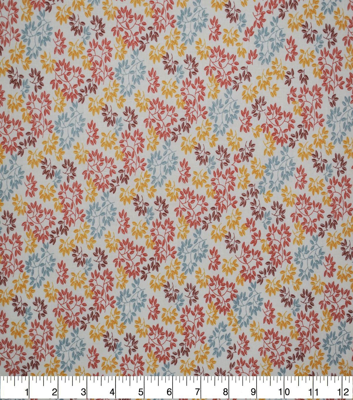 Multicolor Leaves on Cream Quilt Cotton Fabric by Quilter's Showcase