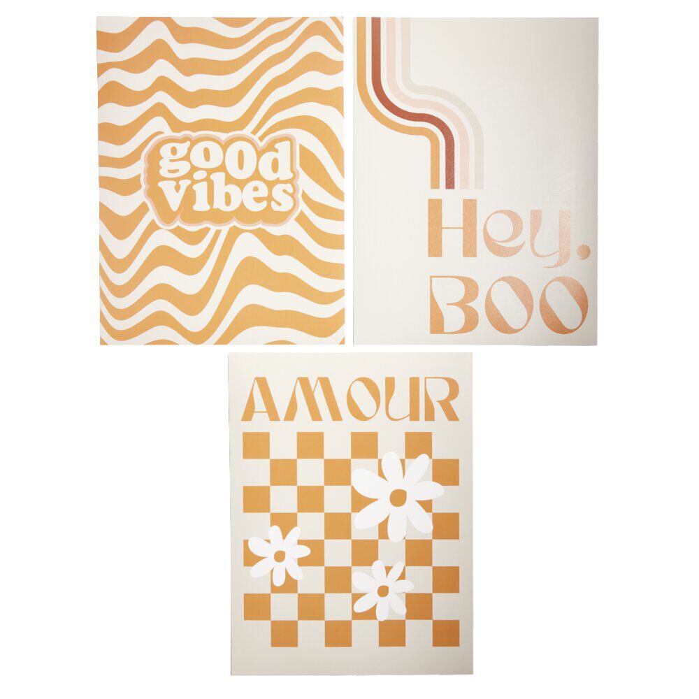 Affiche papier orange et blanc 30x40cm