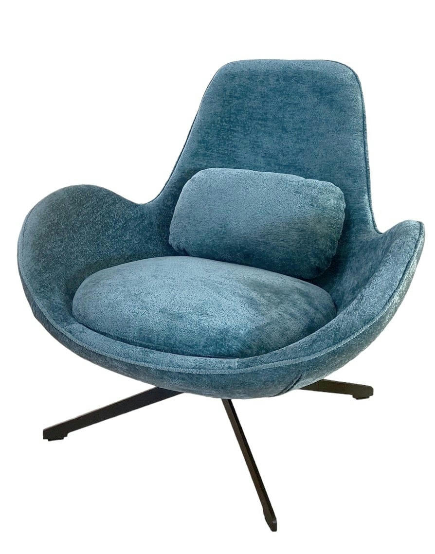 SPACE - Fauteuil rotatif en velours bleu