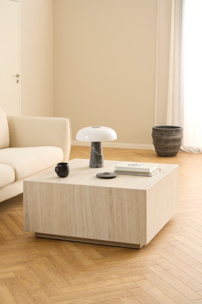 STOLIK KAWOWY Dice 90x90cm imitujący trawertyn Z MDF