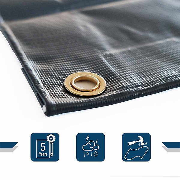 Bâche Toiture 2x8 m Gris anthracite - Garantie 5 ans TECPLAST - LP506TO - Bâche d'étanchéité en PVC pour Couvreur et Charpentier