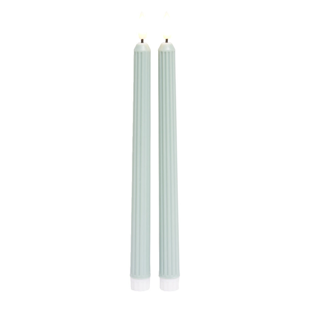 Lot de 2 bougies chandelles LED vertes Ø2,2xH22,5cm