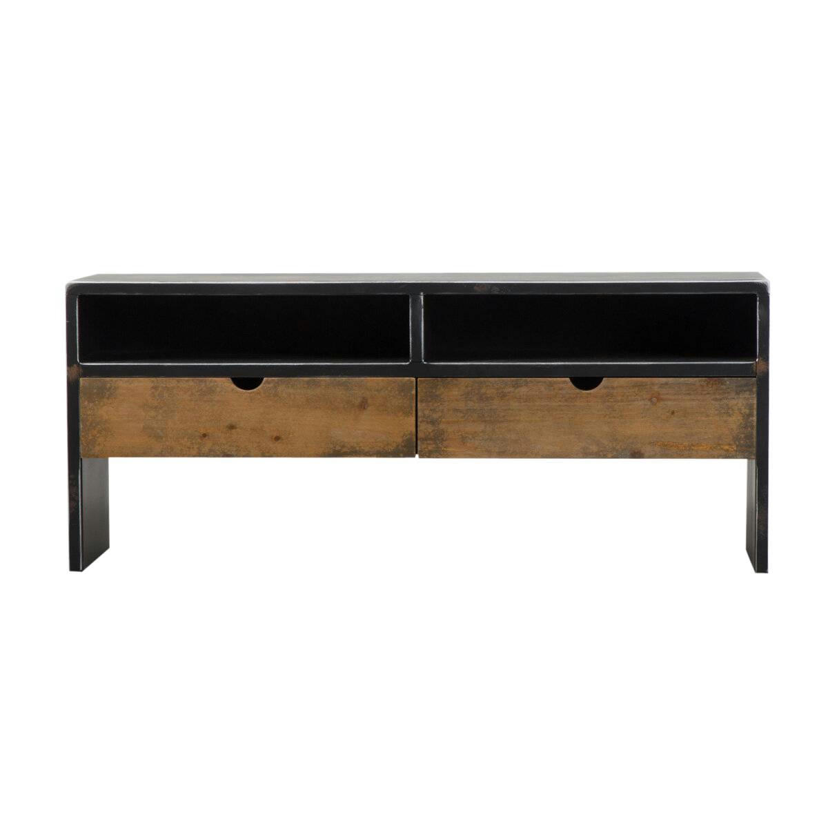HOLLYWOOD - Meuble TV en bois noir 120 cm