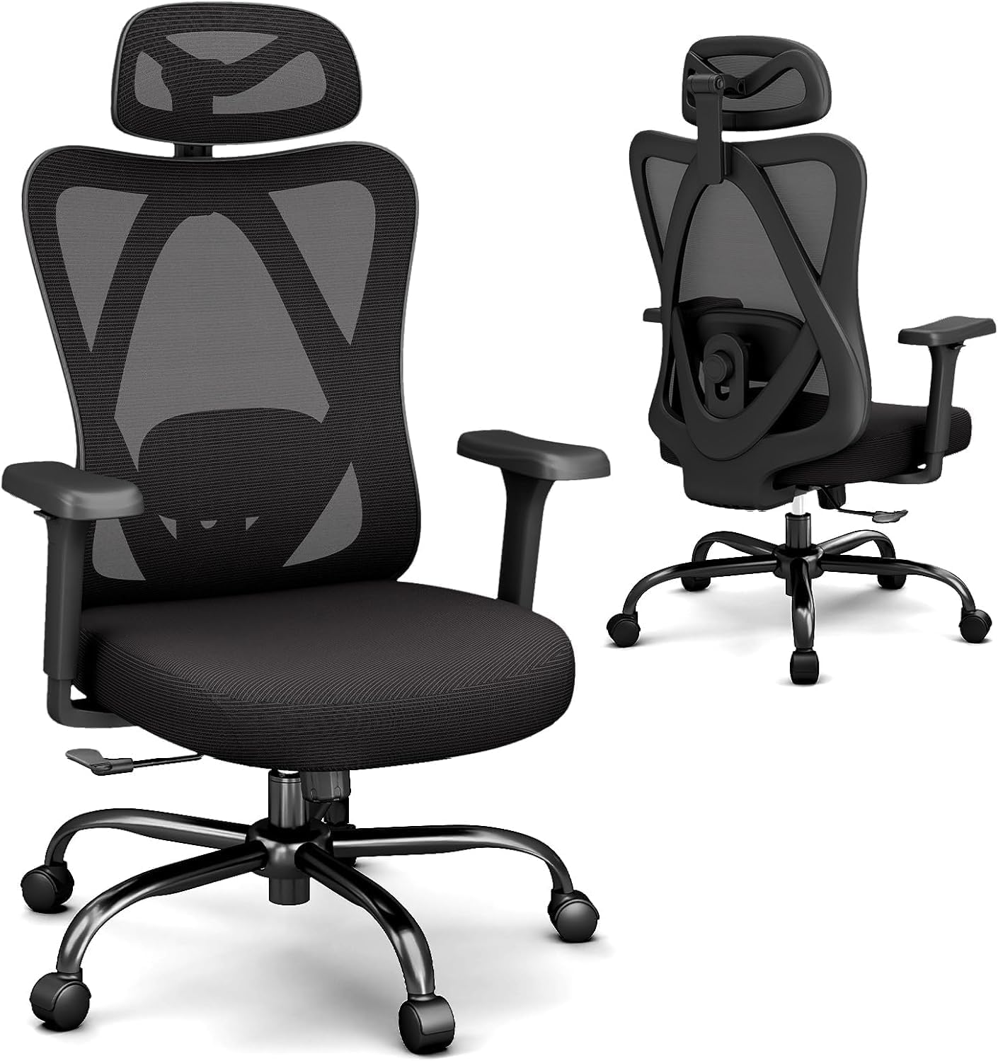 Office Chair Ergonomic Desk Chair,Adjustable Headrest Lumbar Support Computer Chair - Home Office Desk Chairs,300lbs Wide Seat Big and Tall Office Chairs with 3D Armrests, Comfy Desk Chairs (New)