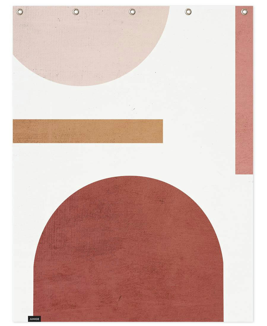 CONCRETE I - Rideau de douche en polyester en marron & rose 150x200