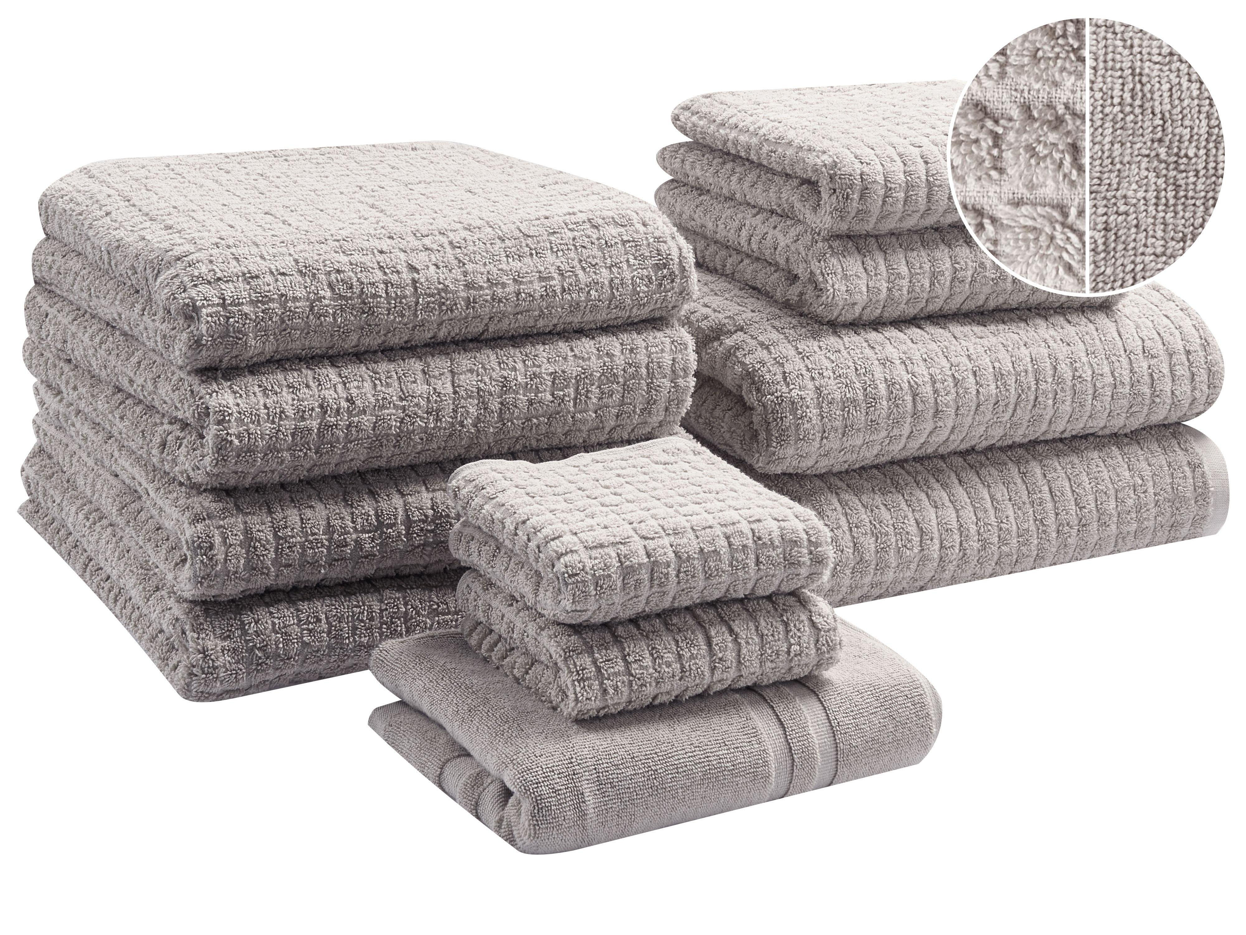 Set of 11 Towels ATAI Cotton Light Grey