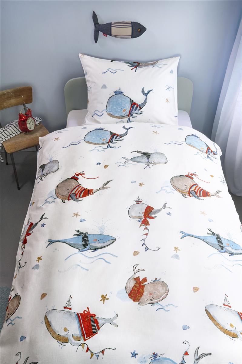 Beddinghouse Kids dekbedovertrek Whaletastic - 100x135 cm - blauw