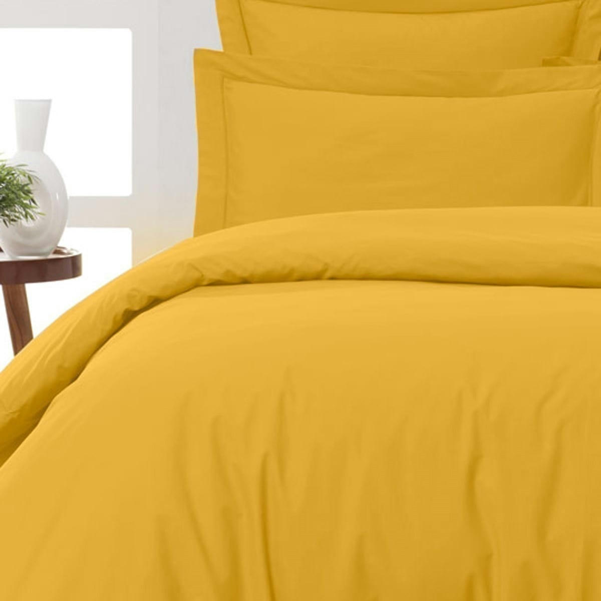 SOFT PERCALE - Drap plat en percale de coton  safran 240x300 cm