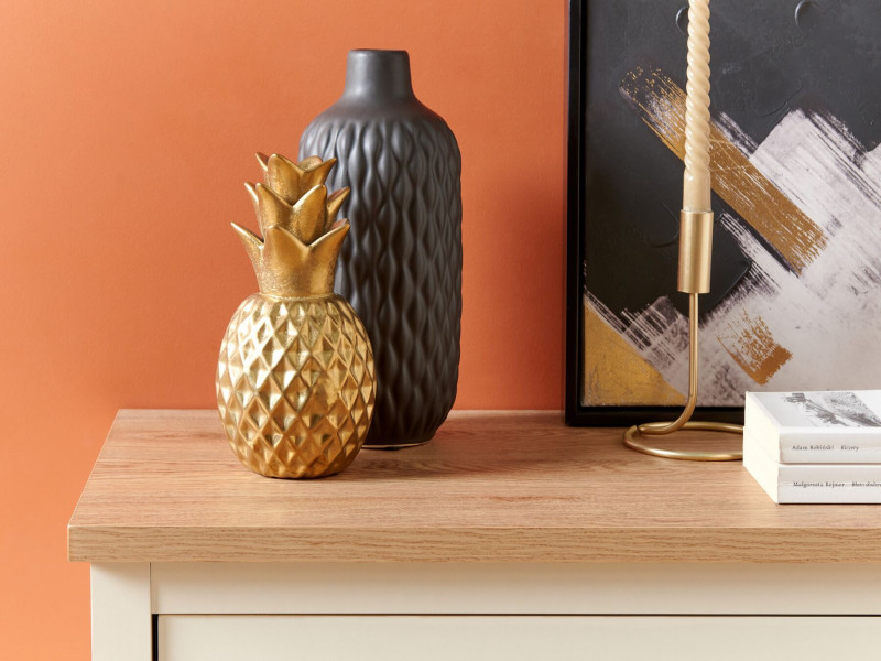 Figurka ozdobna ceramiczna ananas złota