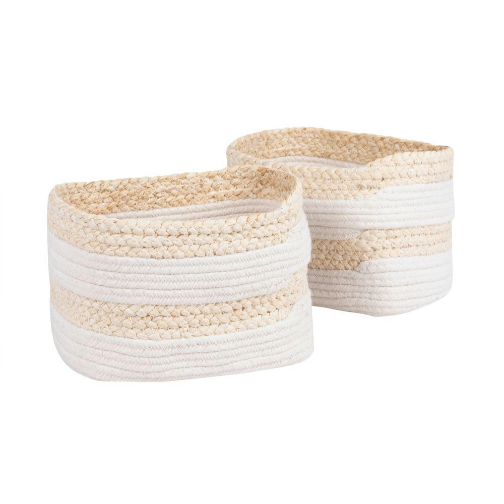 - Corbeilles en fibre de maïs et coton blanc (x3)