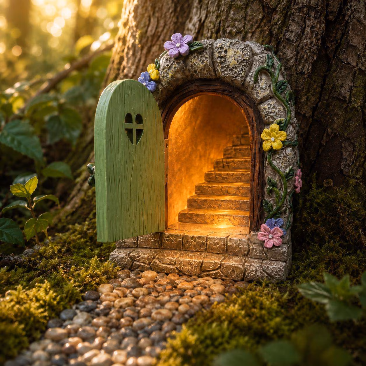 Solar Fairy house lights , Miniature Fairy Door ,Enchanted Garden Decor, Outdoor Solar Light, Secret Garden Cottage Decor