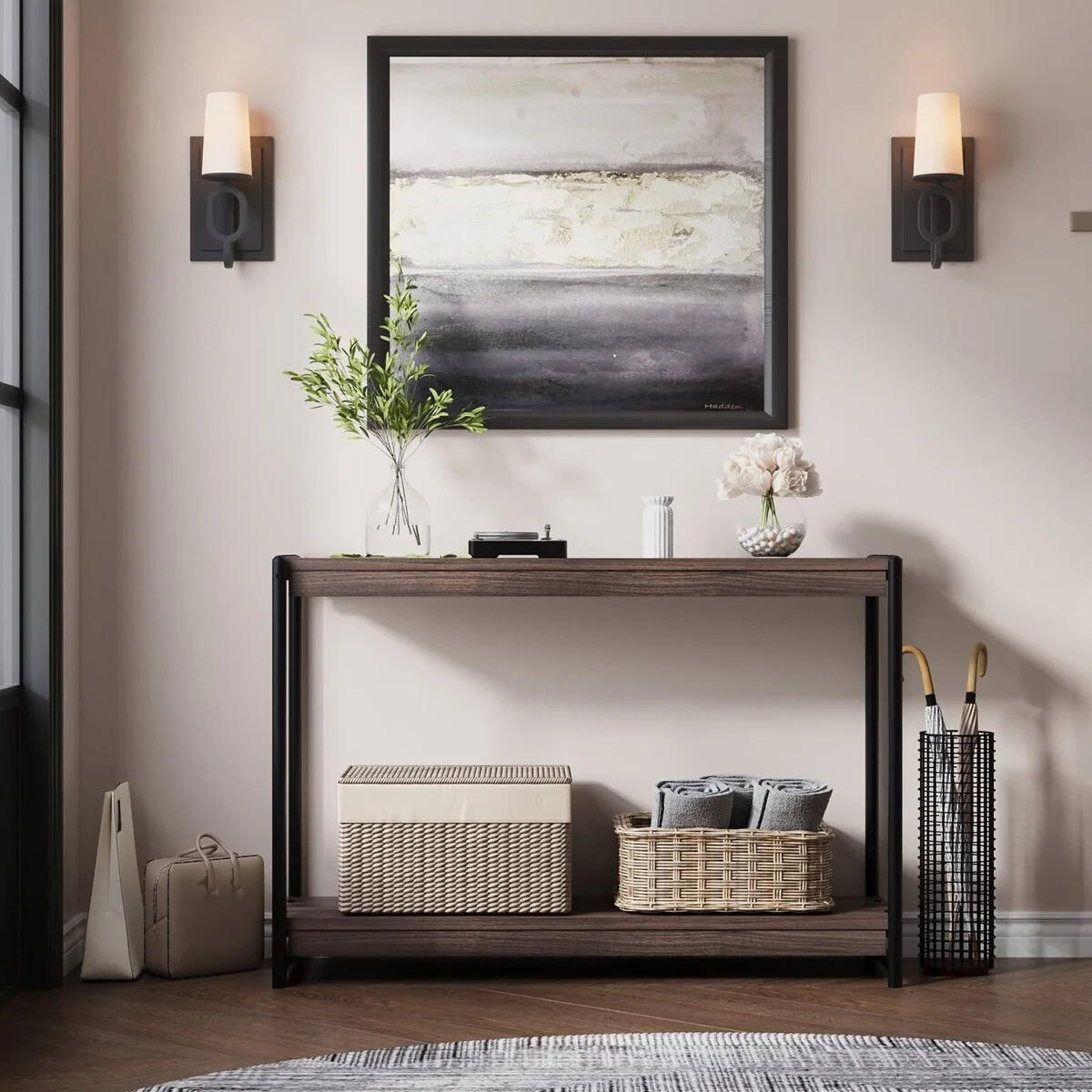 Console Table, 40 Entryway Table with Storage