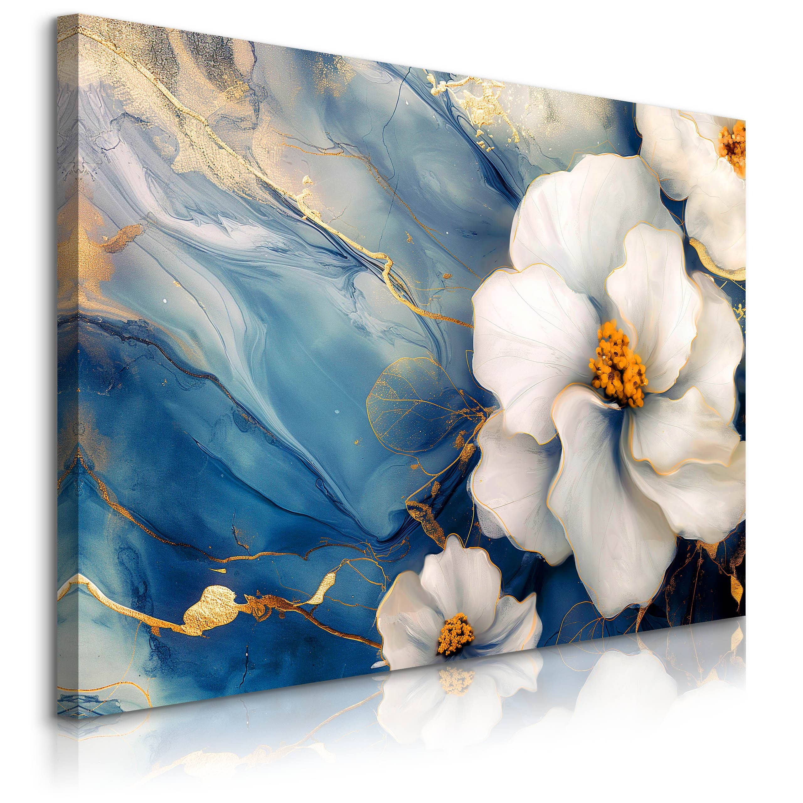 Obraz Białe Kwiaty W Stylu Glamour 30x20cm