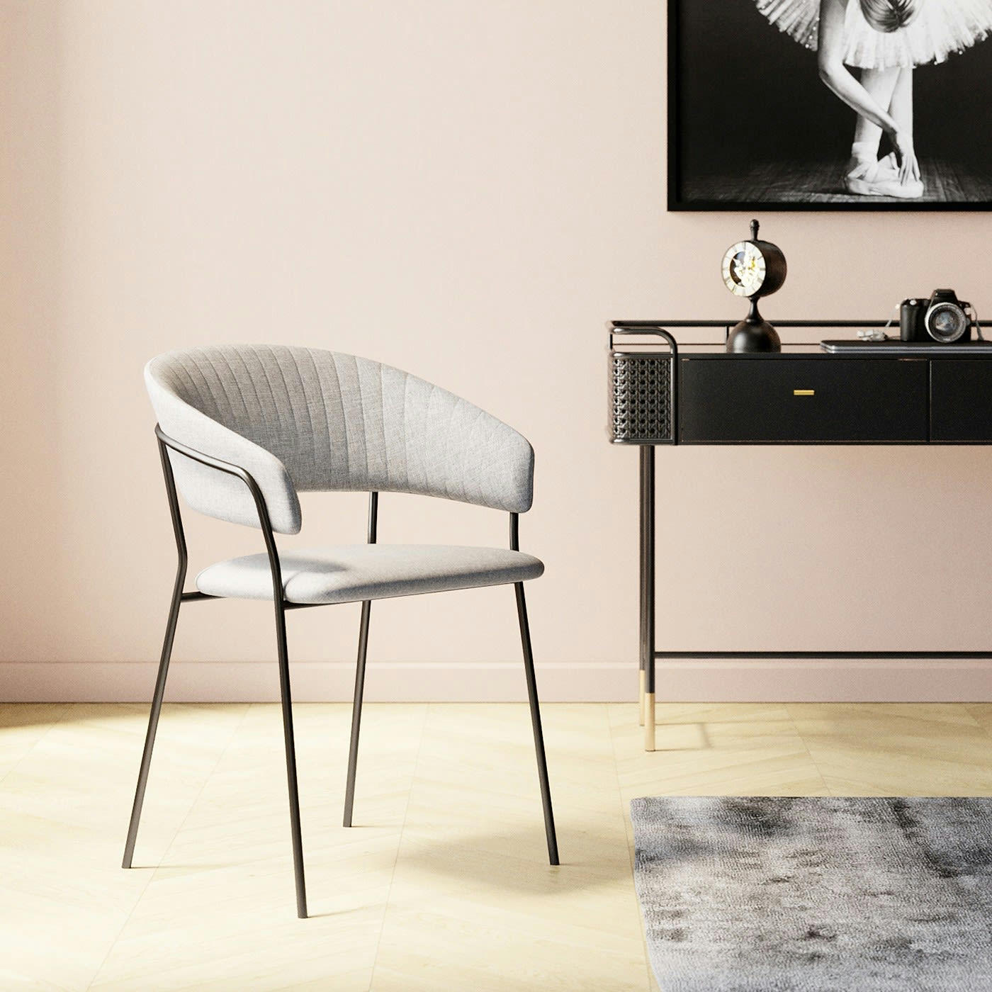 BELLE - Chaise avec accoudoirs Belle gris clair Kare Design