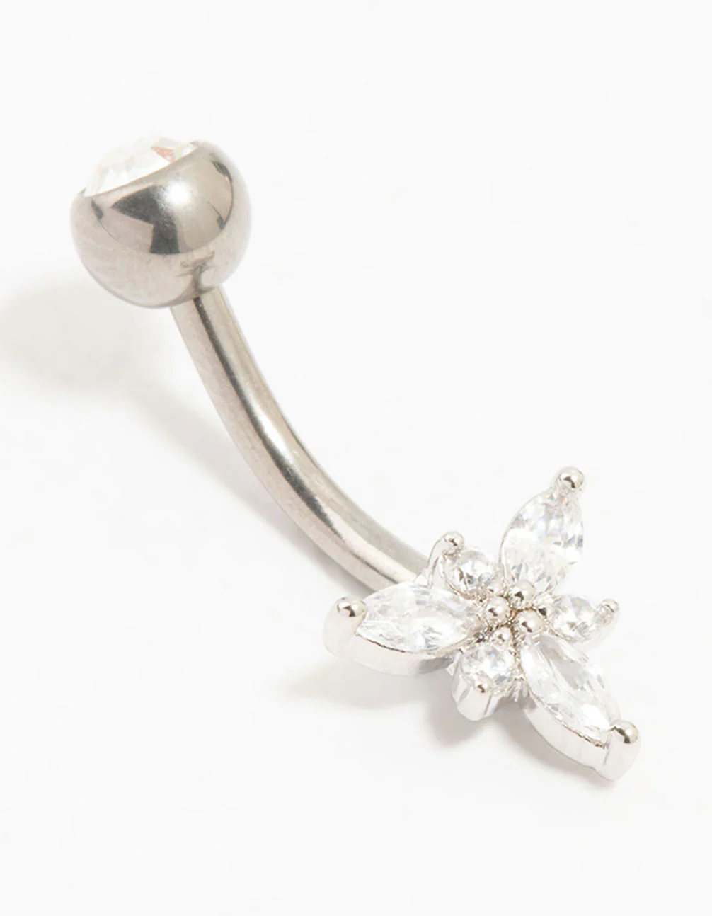 Titanium Cubic Zirconia Threadless Belly Bar