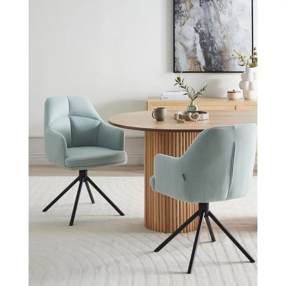 MIRA - Eetkamerstoel set van 2 - Lichtblauw - Stof