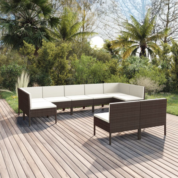 Zestaw wypoczynkowy do ogrodu Brąz Technorattan 2x narożna   7x sofa