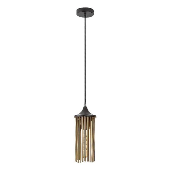 Lampa wisząca czarny matowa-miedź Roxas 1xE27x40W wym: 140x12x12 cm Rabalux