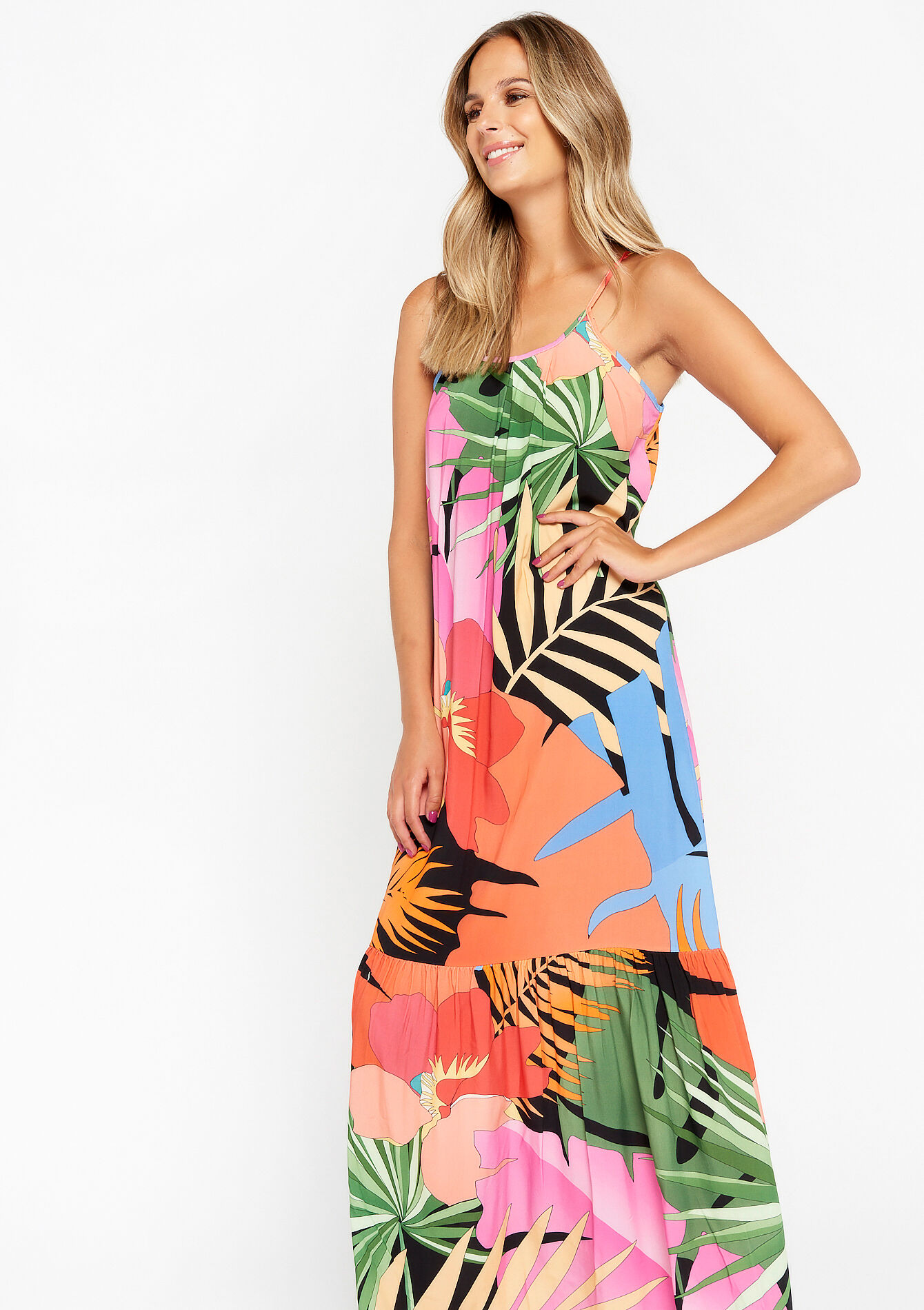 A-lijn jurk met palmbladeren