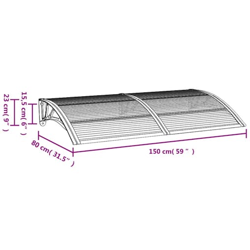 NNEVL Door Canopy Black and Transparent 150x80 cm Polycarbonate
