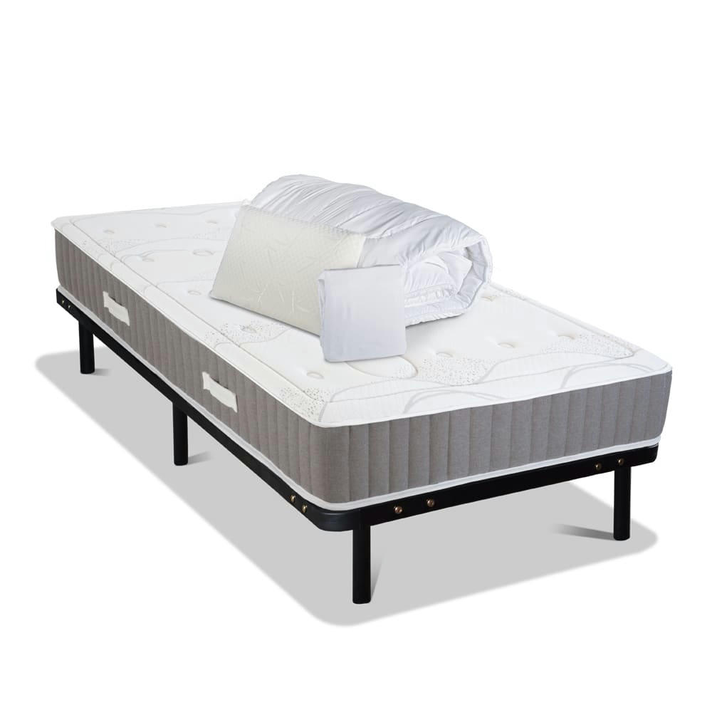 INTUITION - Ensemble  90x200  Matelas + Sommier Métal + Accessoires