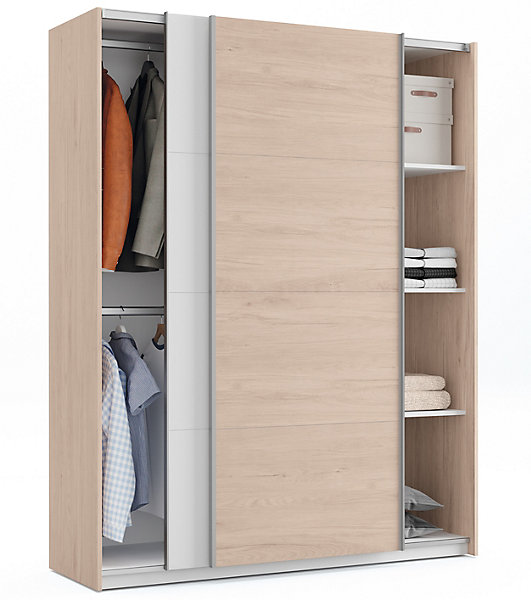 Ensemble de chambre à coucher adulte coloris effet bois / blanc ( Armoire   2 chevets et tête de lit )