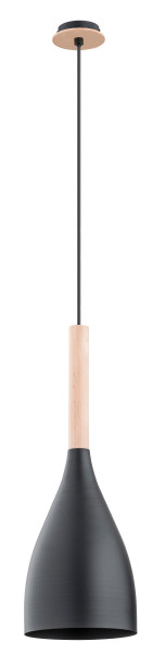 Lampa wisząca czarna-jasne drewno JUICE 1xE27x15W wym: 100x16x16 cm Alfa