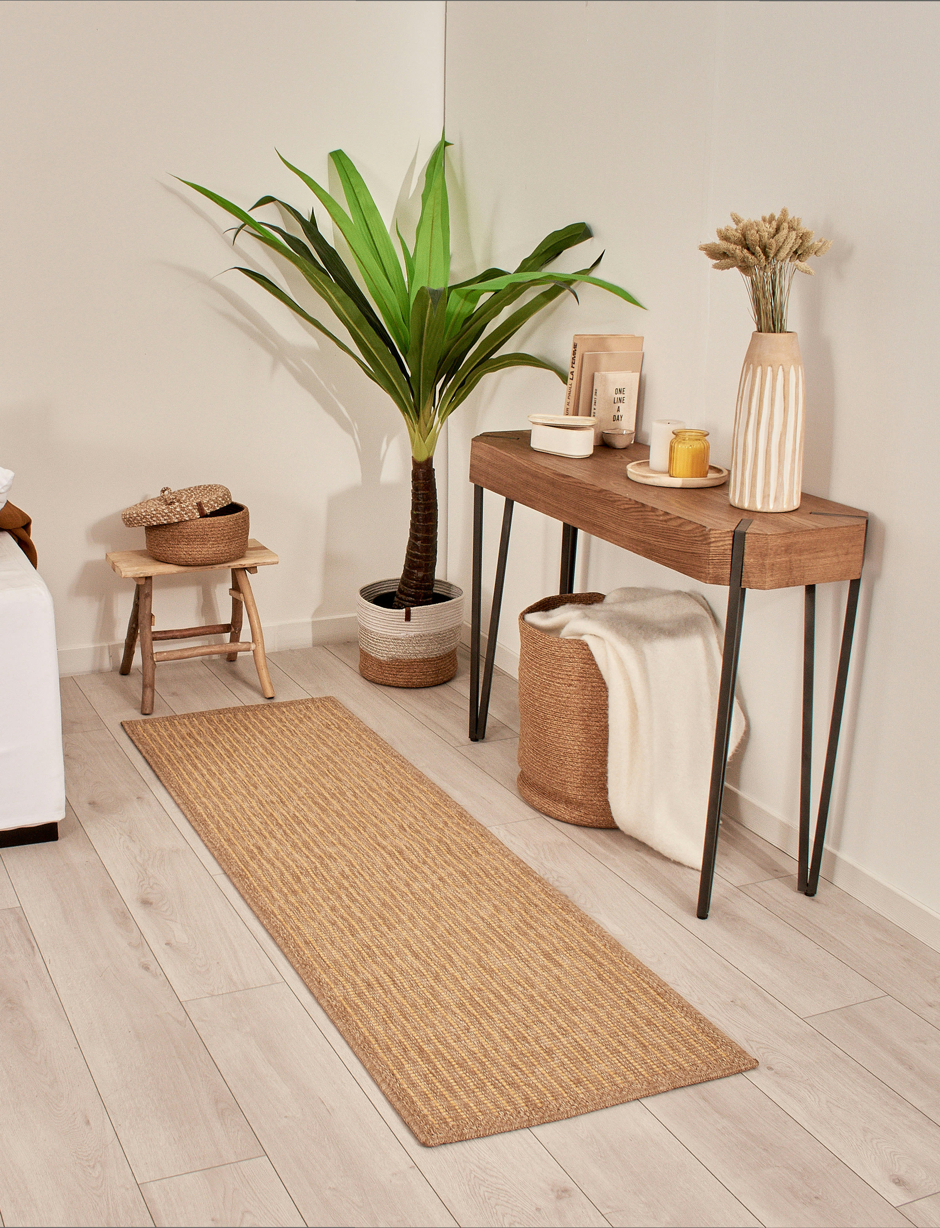 NATURE - Tapis intérieur et extérieur effet jute jaune 60x90