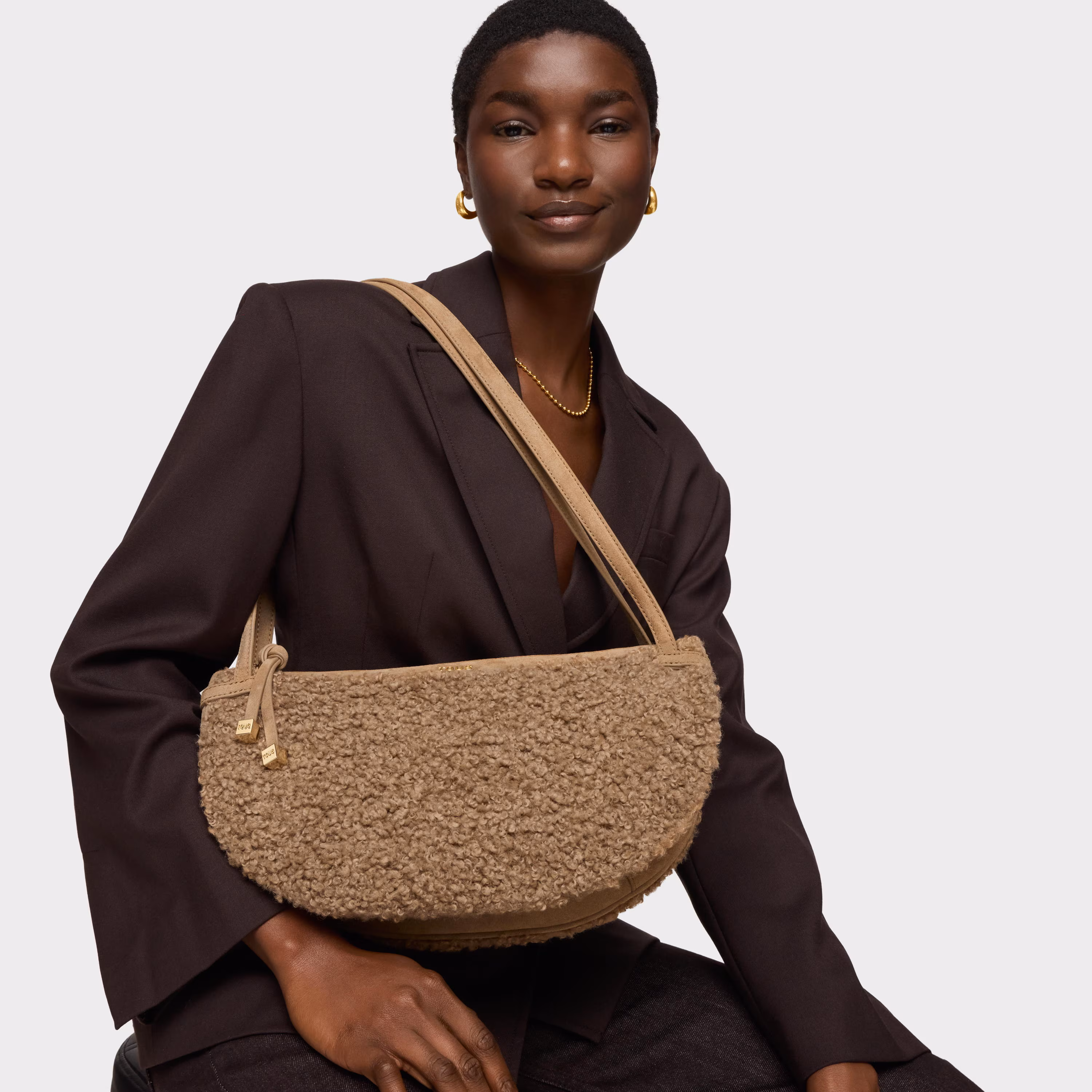 Bolso de hombro camel TOUS Halfmoon