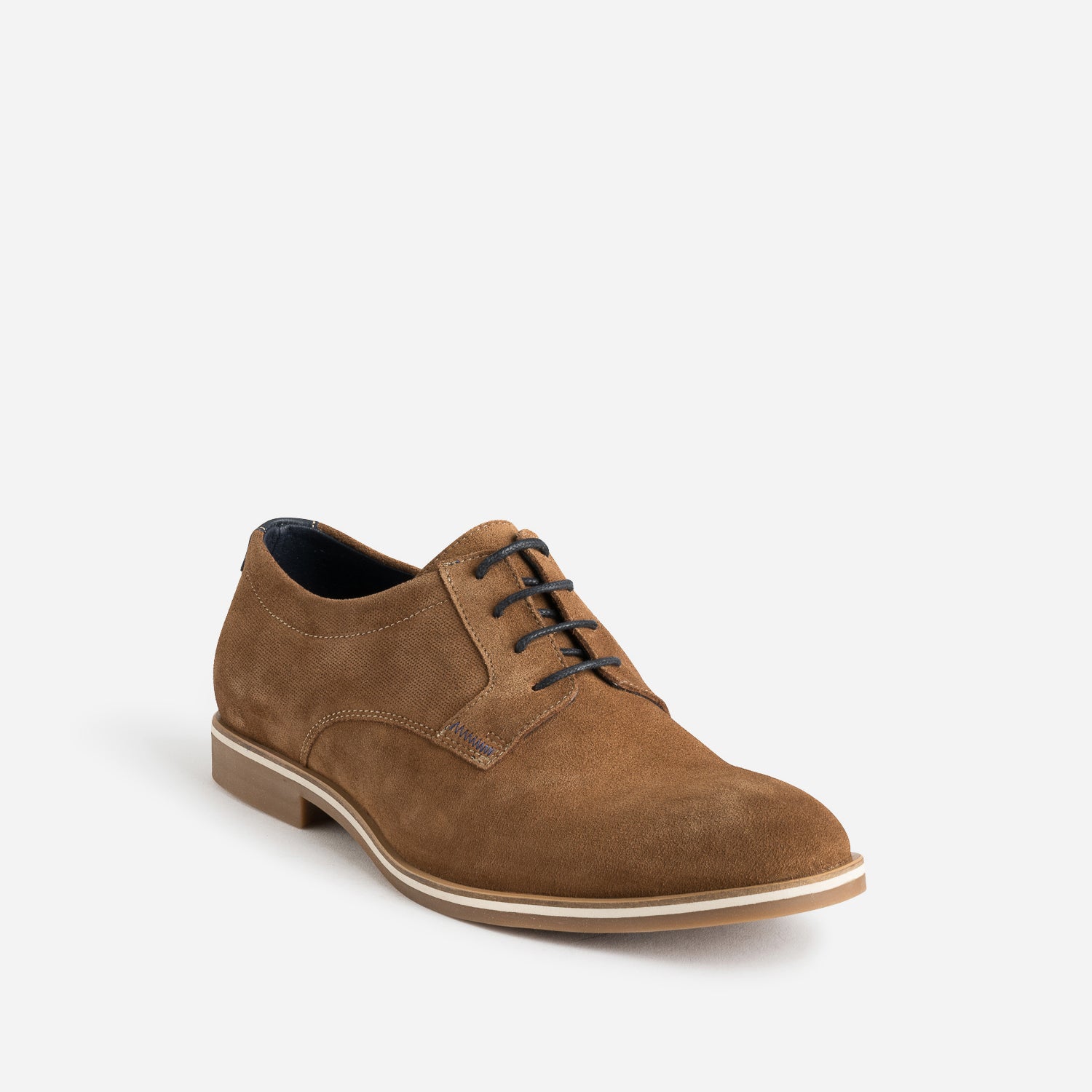 Derby marron clair éco-conçu en cuir velours