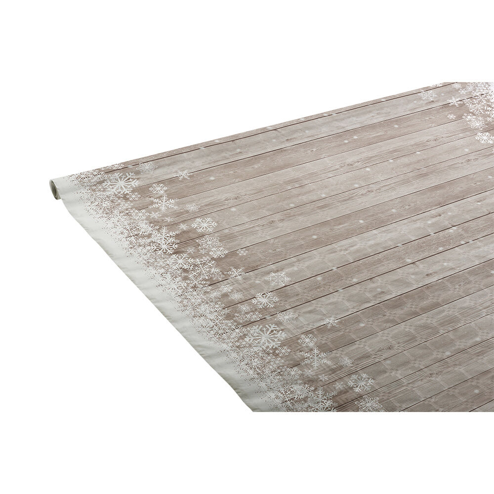 Nappe damassée motif effet bois bordure flocons