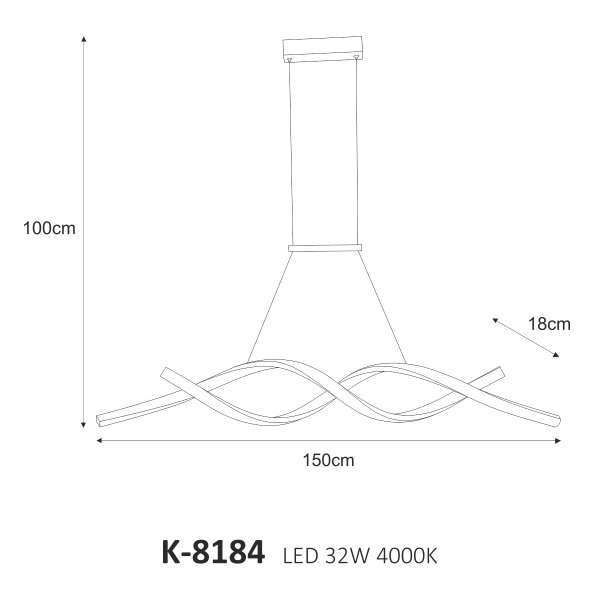 Lampa wisząca VESTA czarna LED 2x32W Neutralna biel 2080lm Kaja