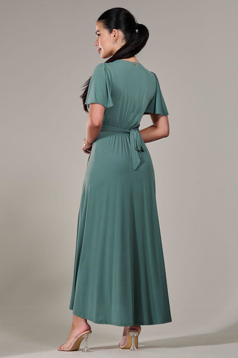 Jolie Moi Short Sleeve Soft Silky Jersey Maxi Dress