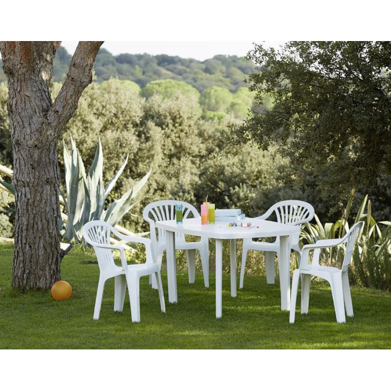 Table de jardin Faro blanche 137 x 85 cm