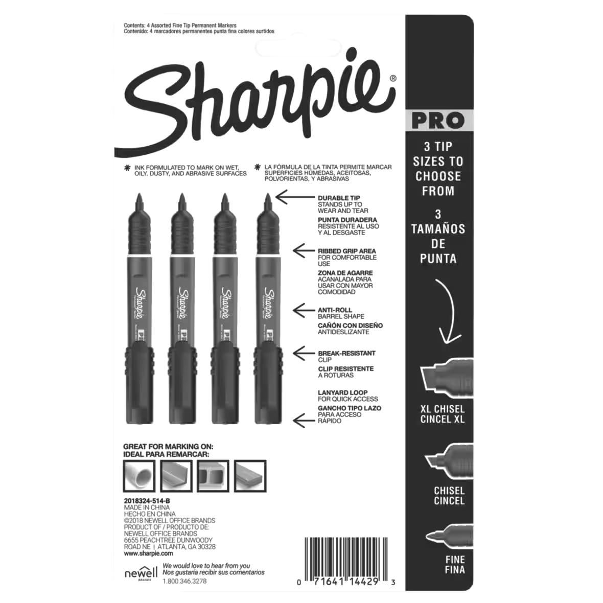 Sharpie Pro Fine Tip Markers, 4-pk