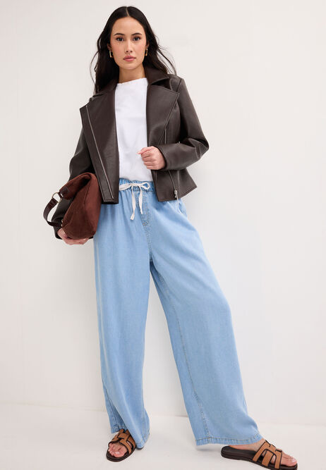 Womens Chocolate Brown Biker Jacket