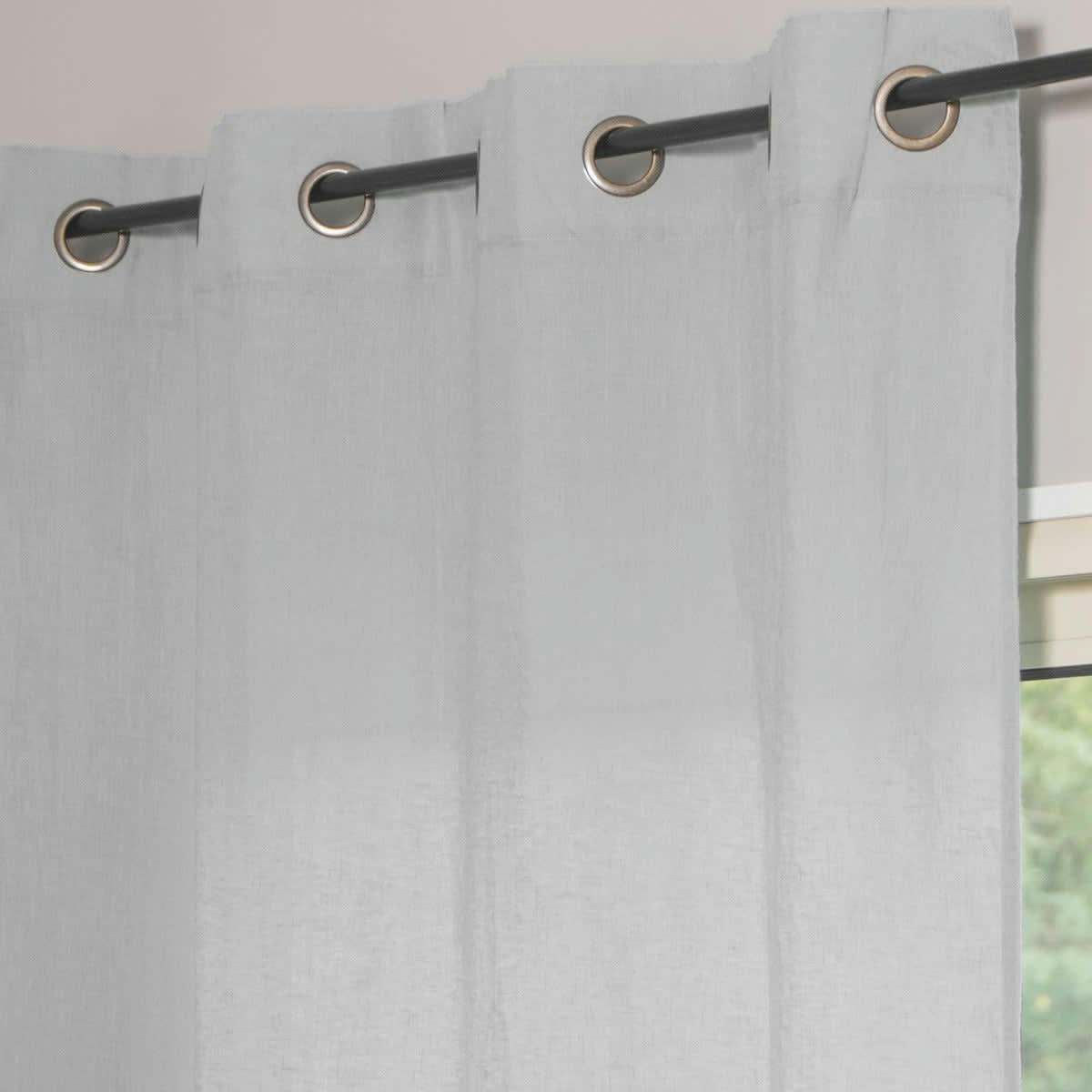 HORTENSE - Rideau à oeillets lin lavé  140x290 gris perle