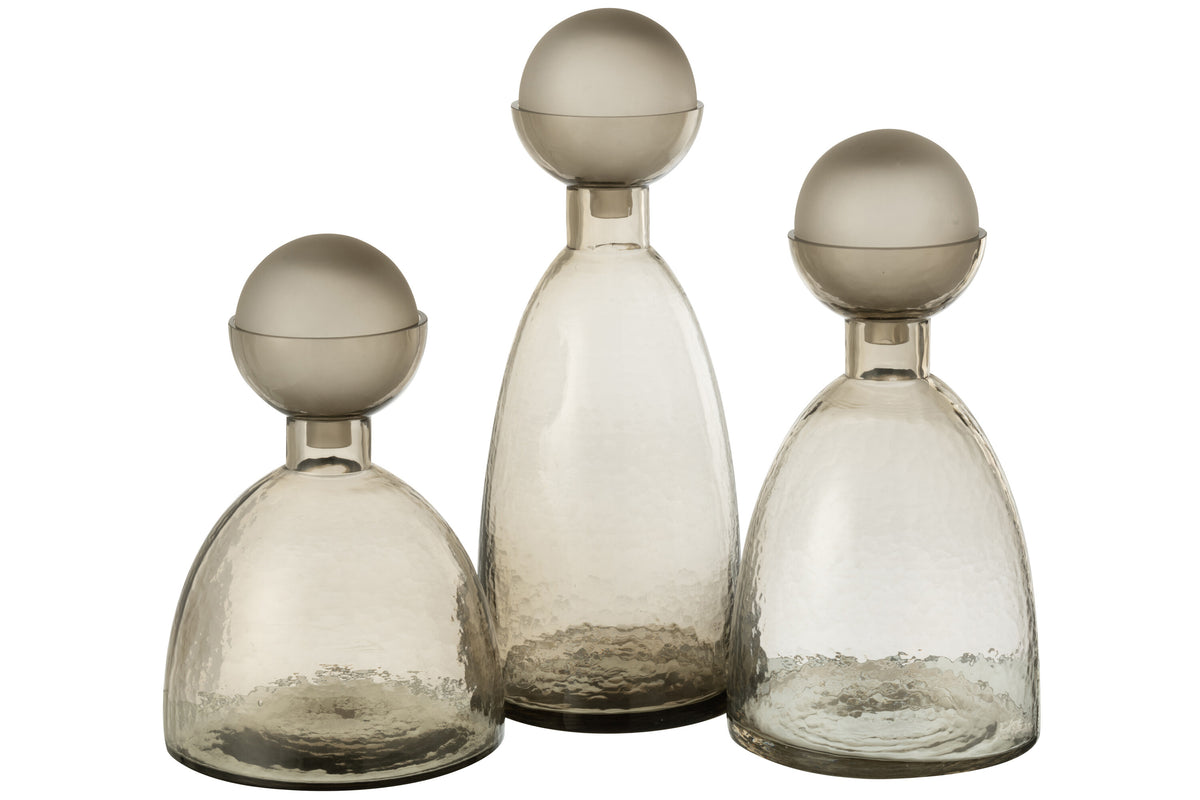 J-Line vaas Fles   Dop Yara - glas - greige - large - 43 cm hoog