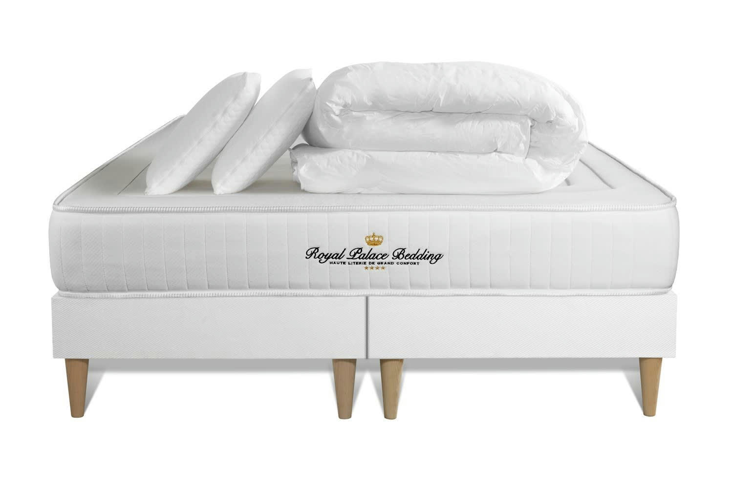 LANCASTER - Pack matelas sommier 180x200 oreiller couette