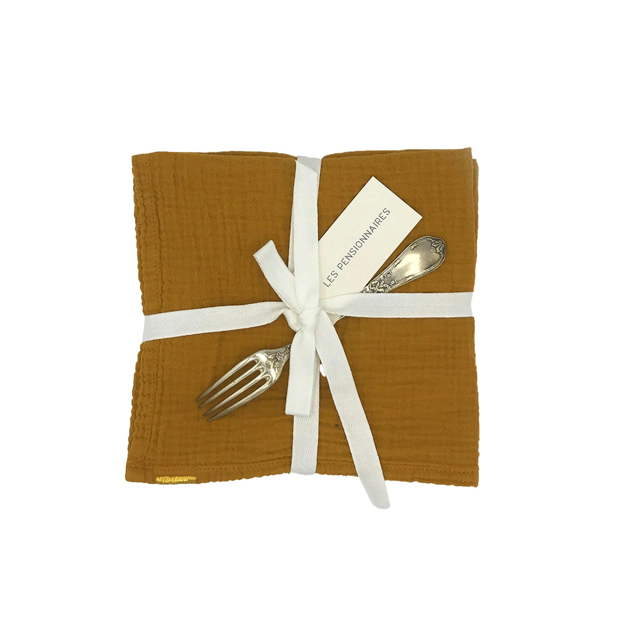 - Serviettes de table (lot de 2) en double gaze de coton jaune safran