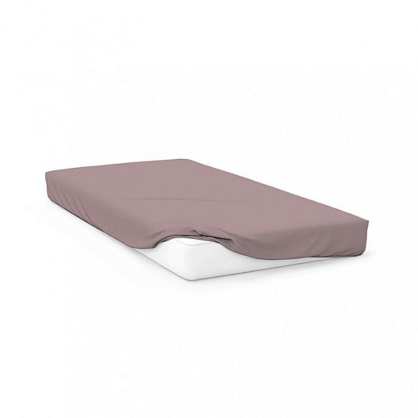 Drap housse en coton 57 fils 200x200 cm UNI vieux rose, par Soleil d'ocre