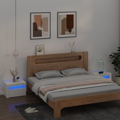 NNEVL Bedside Cabinets 2 pcs with LEDs White 60x35x40 cm