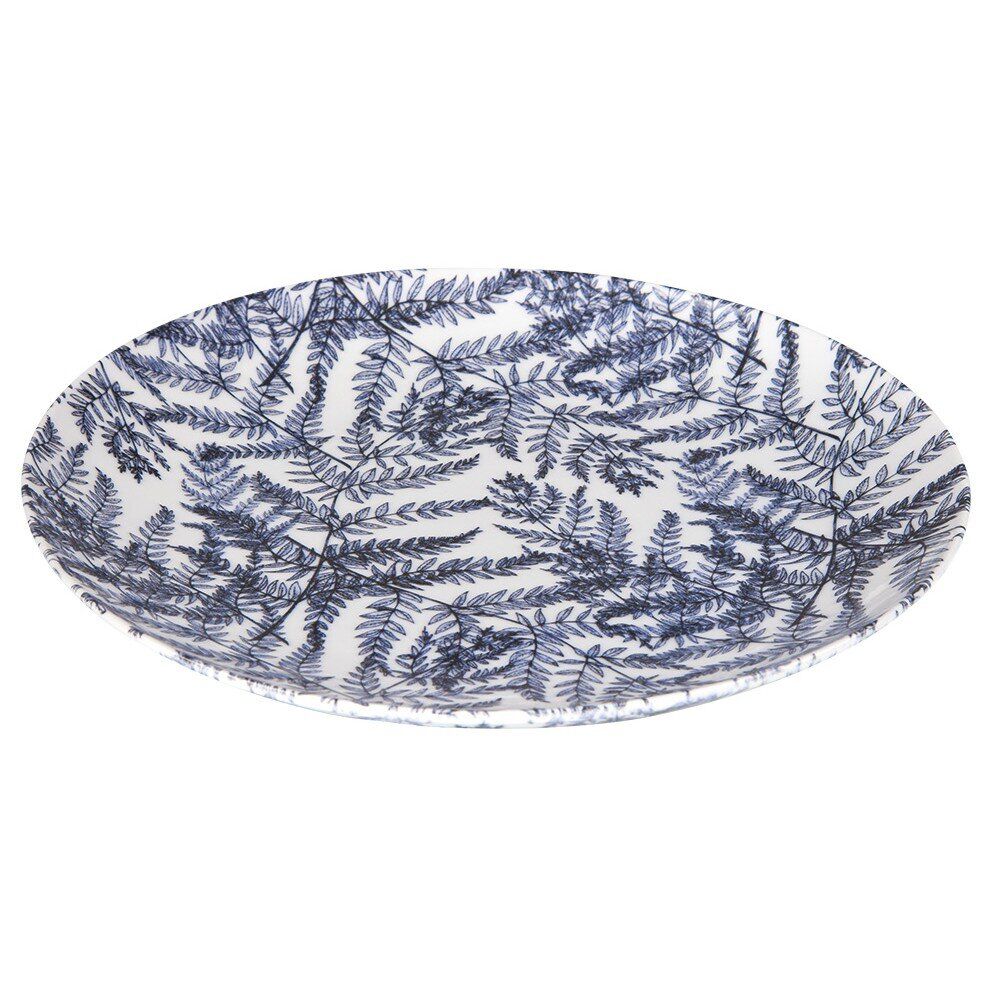 Assiette plate motif feuillage bleu et blanc Ø26.5cm